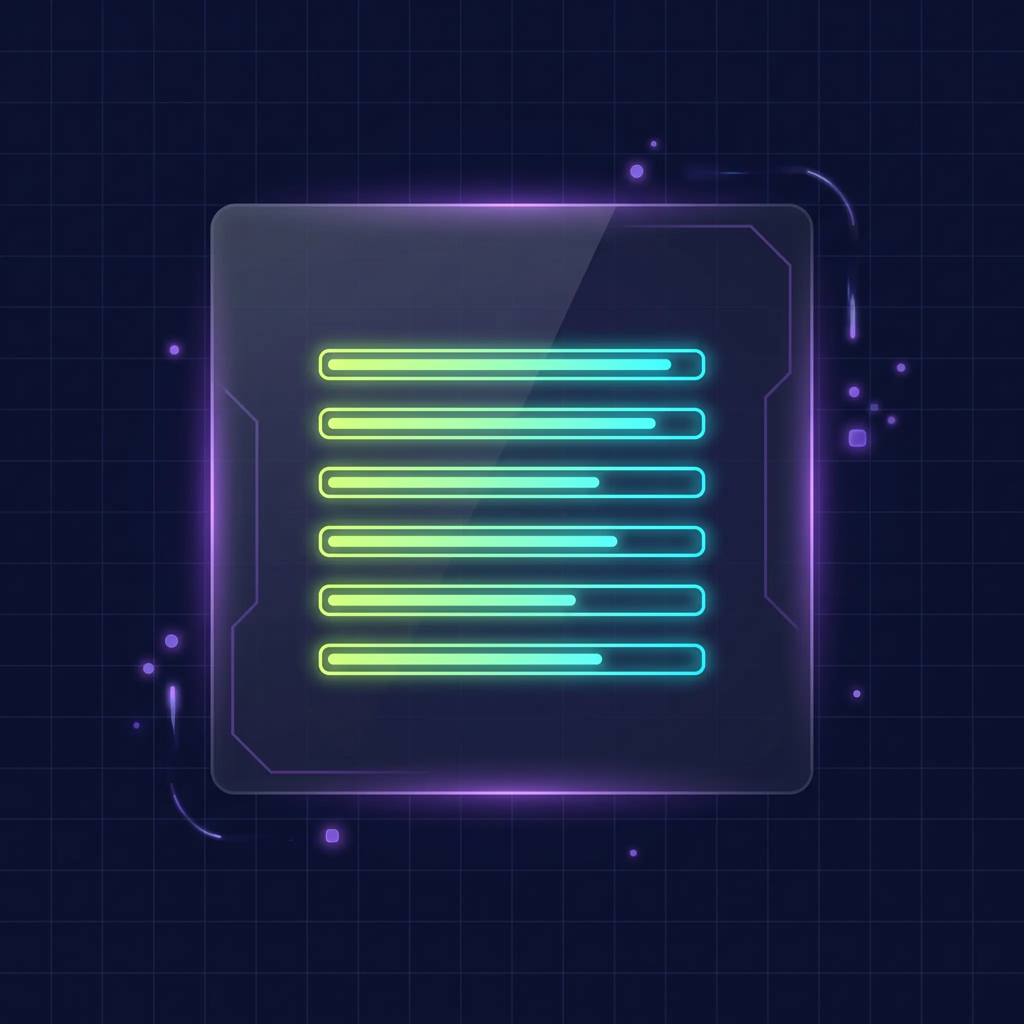 Abstract diagnostic console with six glowing signal bars — the dispensary vetting checklist.